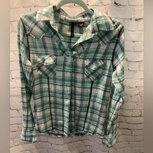 RU Cowgirl Western Plaid Button Up